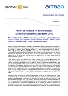 Altran et l'Altran Engineering et Renault F1 Team lancent l'Altran ...