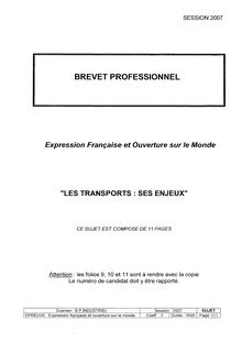 Expression française et ouverture sur le monde 2007 BP - Installations et équipements électriques
