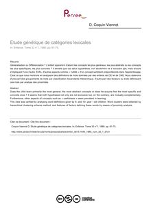 Etude génétique de catégories lexicales - article ; n°1 ; vol.33, pg 61-75