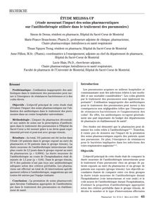ÉTUDE MELISSA-UP (étude mesurant l’impact des soins pharmaceutiques  sur l’antibiothérapie utilisée