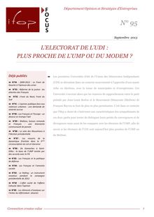 IFOP : L électorat de l UDI : Plus proche de l UMP ou du Modem ?