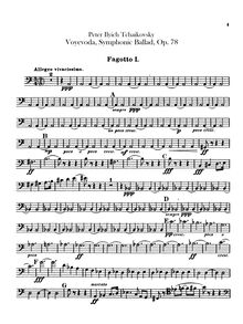Partition basson 1, 2, pour Voyevoda, Воевода, A minor, Tchaikovsky, Pyotr