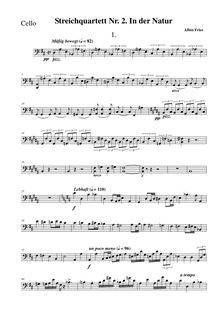Partition violoncelle, corde quatuor No. 2 en D major  en der Natur  par Albin Fries