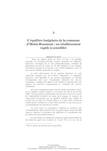 Cour des comptes - Rapport public annuel 2013 – février 2013: commune d’Hénin-Beaumont