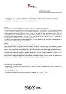 À propos du conflit Herzen-Herwegh : Un inédit de Proudhon - article ; n°3 ; vol.14, pg 333-348