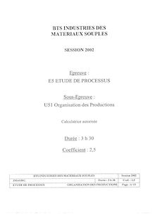 Organisation des productions 2002 Productique BTS Industries des matériaux souples