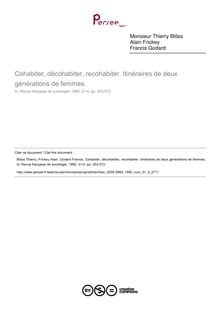 Cohabiter, décohabiter, recohabiter. Itinéraires de deux générations de femmes - article ; n°4 ; vol.31, pg 553-572