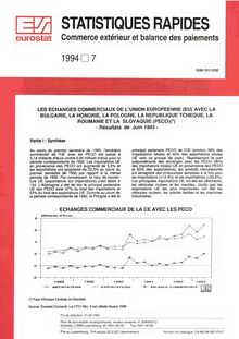 STATISTIQUES RAPIDES Commerce extérieur et balance des paiements. 1994 7