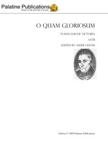 Partition complète, O quam gloriosum est regnum, In festo omnium Sanctorum par Tomás Luis de Victoria