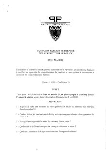 Questions 2001 Externe Préposé de préfecture de police