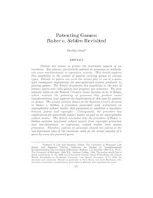Patenting Games: Baker v. Selden Revisited