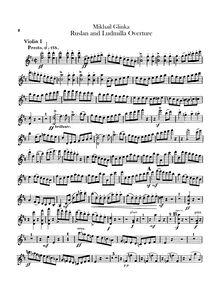 Partition violons I, Руслан и Людмила, Ruslan and Ludmila, Glinka, Mikhail