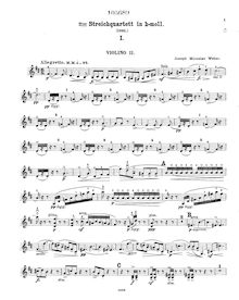 Partition violon 2, corde quatuor No.2 en B minor, B minor, Weber, Joseph Miroslav