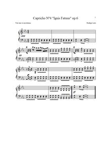 Partition complète, Capricho Nº4  Ignis Fatuus  op.6, C minor, Leite, Rodrigo de Oliveira