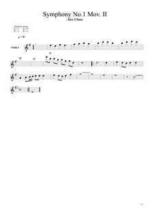 Partition violons I Mov. II, Symphony No.1 en E minor, E minor, Chase, Alex