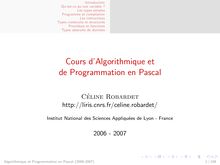 Cours d Algorithmique et  de Programmation en Pascal