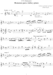Partition de violon, Romance pour violon et Piano, Llamazares, Pablo Fernando