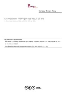 Les migrations interrégionales depuis 30 ans - article ; n°1 ; vol.212, pg 13-23