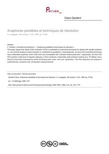 Anaphores parallèles et techniques de résolution - article ; n°123 ; vol.30, pg 75-98