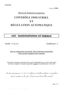 Automatismes et logique 2006 BTS Contrôle industriel et régulation automatique
