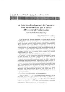 Le théorème fondamental de l algèbre - Institut de mathématiques ...