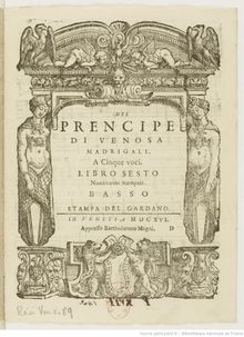Partition Basso, madrigaux, Book 6, Gesualdo, Carlo