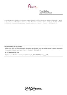 Formations glaciaires et inter­glaciaires autour des Grands Lacs - article ; n°1 ; vol.3, pg 31-39