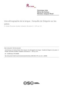 Une ethnographie de la langue : l enquête de Grégoire sur les patois - article ; n°1 ; vol.30, pg 3-41