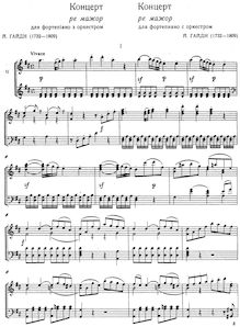 Partition complète, including Cadenzas, Piano Concerto en D