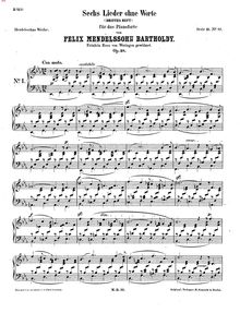 Partition complète (lower resolution), chansons without Words Op.38