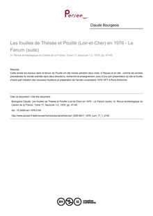 Les fouilles de Thésée et Pouillé (Loir-et-Cher) en 1976 - Le Fanum (suite) - article ; n°1 ; vol.17, pg 47-49