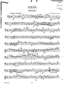 Partition violoncelle, Piano Trio, Op.12, E♭ major, Hummel, Johann Nepomuk