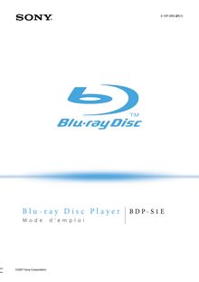Notice Lecteur Blu-ray Disc Sony  BDP-S1E