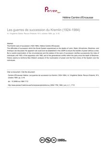 Les guerres de succession du Kremlin (1924-1984) - article ; n°1 ; vol.4, pg 3-18