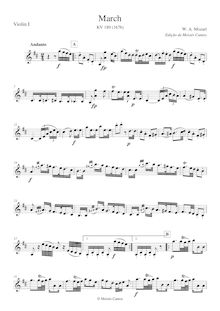 Partition violons I, March, D major, Mozart, Wolfgang Amadeus