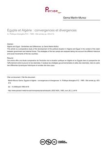Egypte et Algérie : convergences et divergences - article ; n°2 ; vol.60, pg 403-414