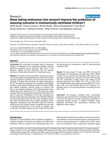 Does taking endurance into account improve the prediction of weaning outcome in mechanically ventilated children?
