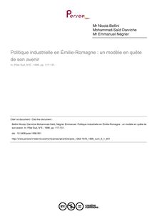 Politique industrielle en Émilie-Romagne : un modèle en quête de son avenir - article ; n°1 ; vol.5, pg 117-131