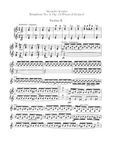 Partition violons II, Symphony No.4, Op.54, Poème de l Extase, Scriabin, Aleksandr