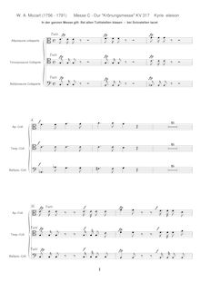 Partition Trombone 1/2/3 (ATB), Mass, Krönungsmesse ; Coronation Mass ; Mass No.15 ; Missa par Wolfgang Amadeus Mozart