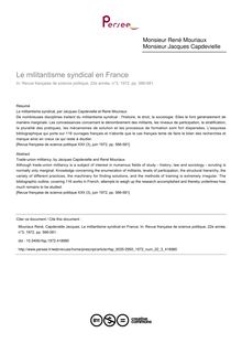 Le militantisme syndical en France - article ; n°3 ; vol.22, pg 566-581