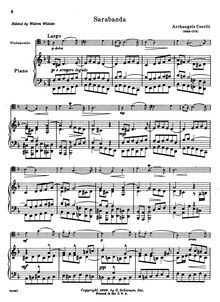 Partition , Sarabande - partition complète, 12 violon sonates, Op.5 par Arcangelo Corelli