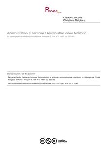 Administration et territoire / Amministrazione e territorio  ; n°1 ; vol.109, pg 351-365
