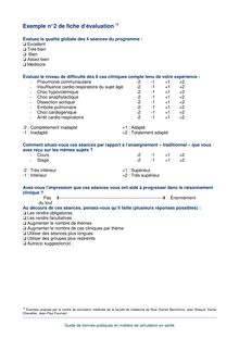 Exemples associés Guide de bonnes pratiques en matière de simulation en santé - 17 Exemple n° 2 de fiche d’évaluation