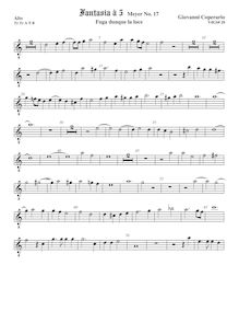 Partition ténor viole de gambe 1, octave aigu clef, Fantasia pour 5 violes de gambe, RC 43
