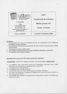 Fondements de la gestion 2005 Université de Technologie de Belfort Montbéliard