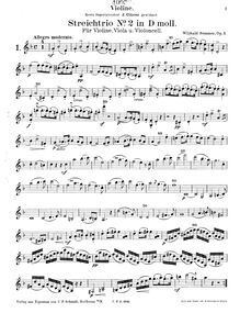 Partition violon, corde Trio No.2, Op.5, D minor, Sommer, Wilibald