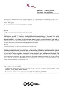 Investissement direct à l étranger et commerce international : le cas français - article ; n°3 ; vol.49, pg 593-606