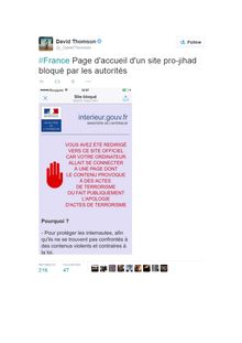Apologie du terrorisme : 1er cas de site Web bloqué en France