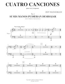 Partition Piano, Cuatro Canciones, Manookian, Jeff